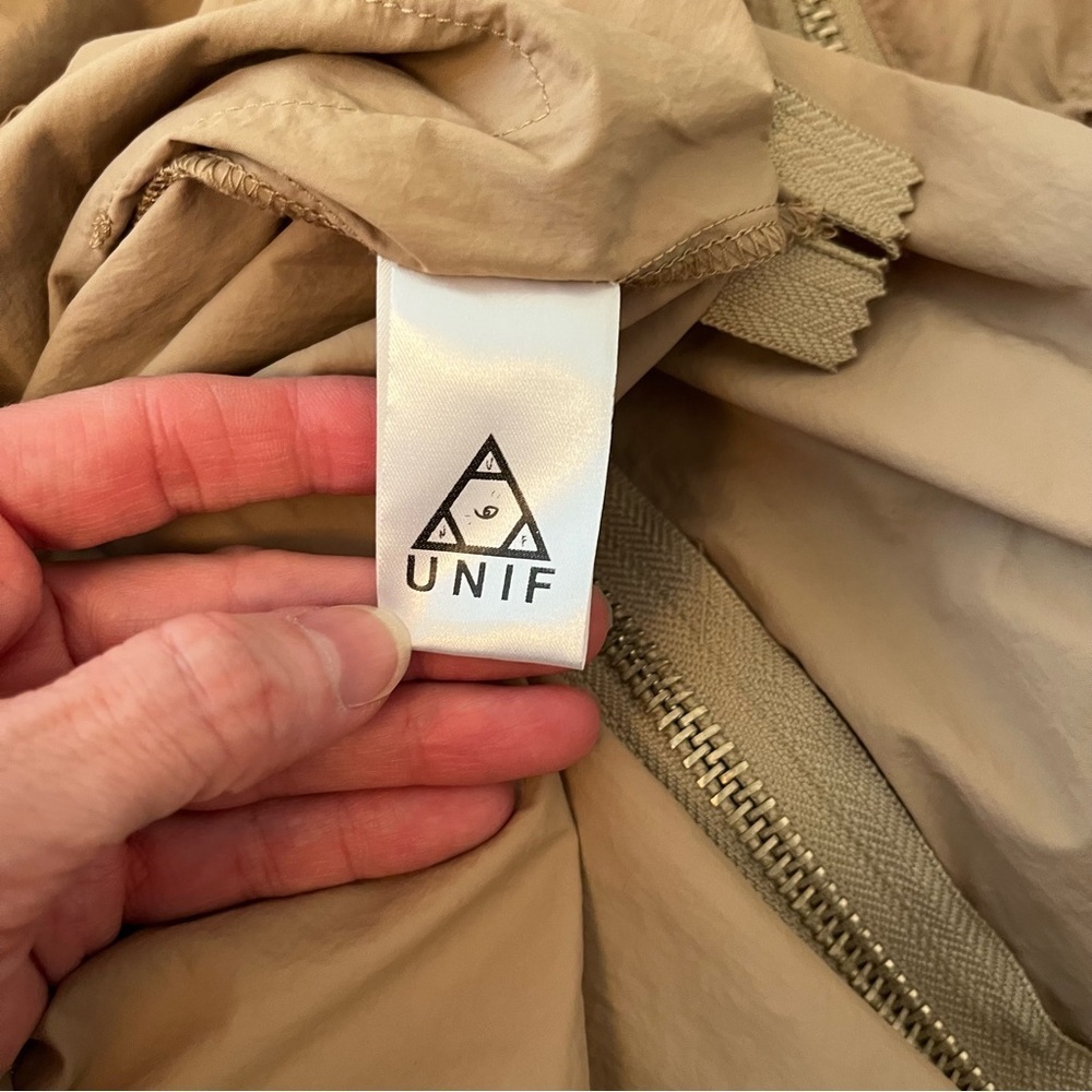 UNIF x Urban Outfitters Beige Zip Windbreaker Trench Size Small - Picture 9 of 11